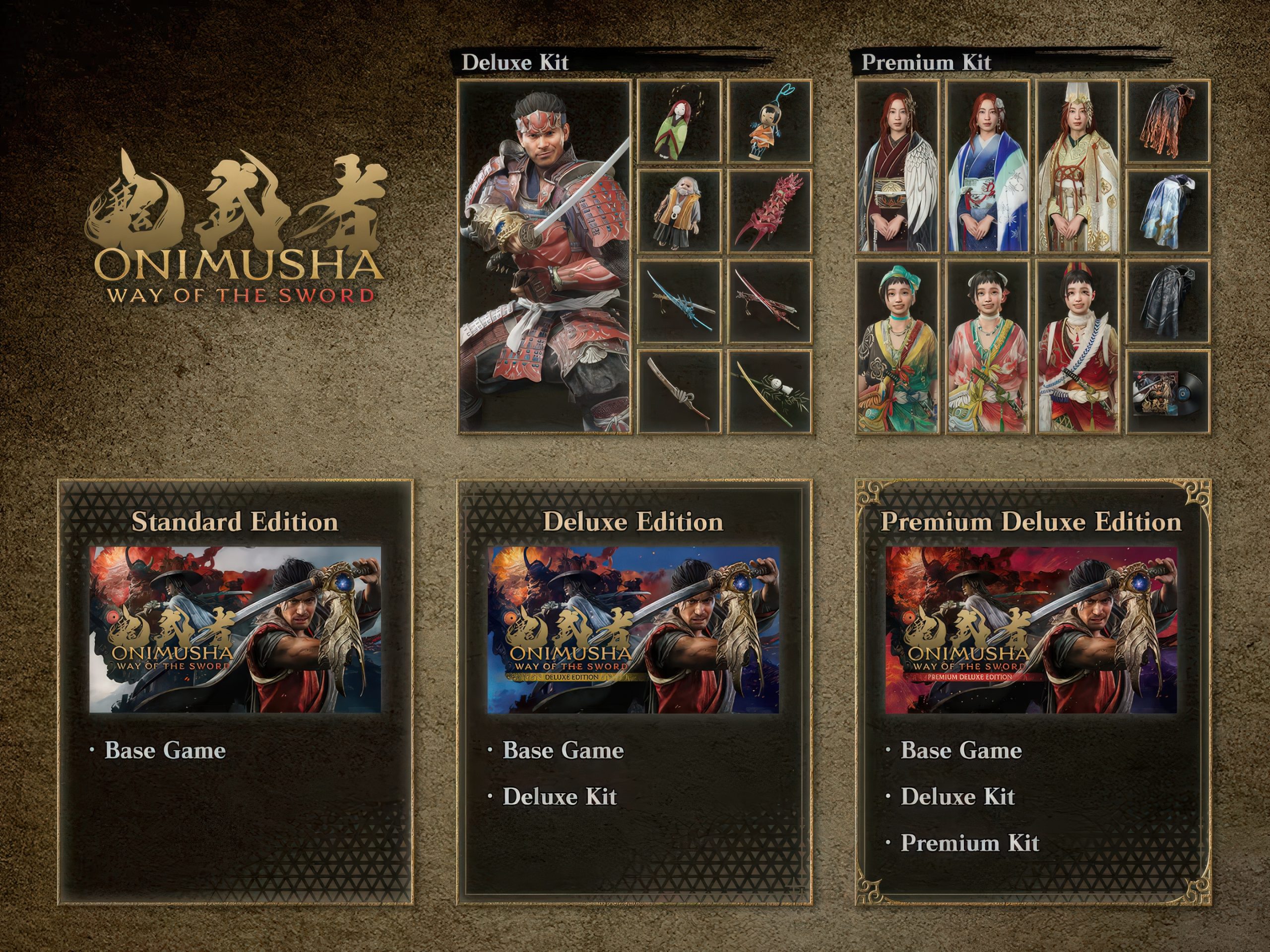 Différentes éditions du jeu Onimusha: Way of the Sword.