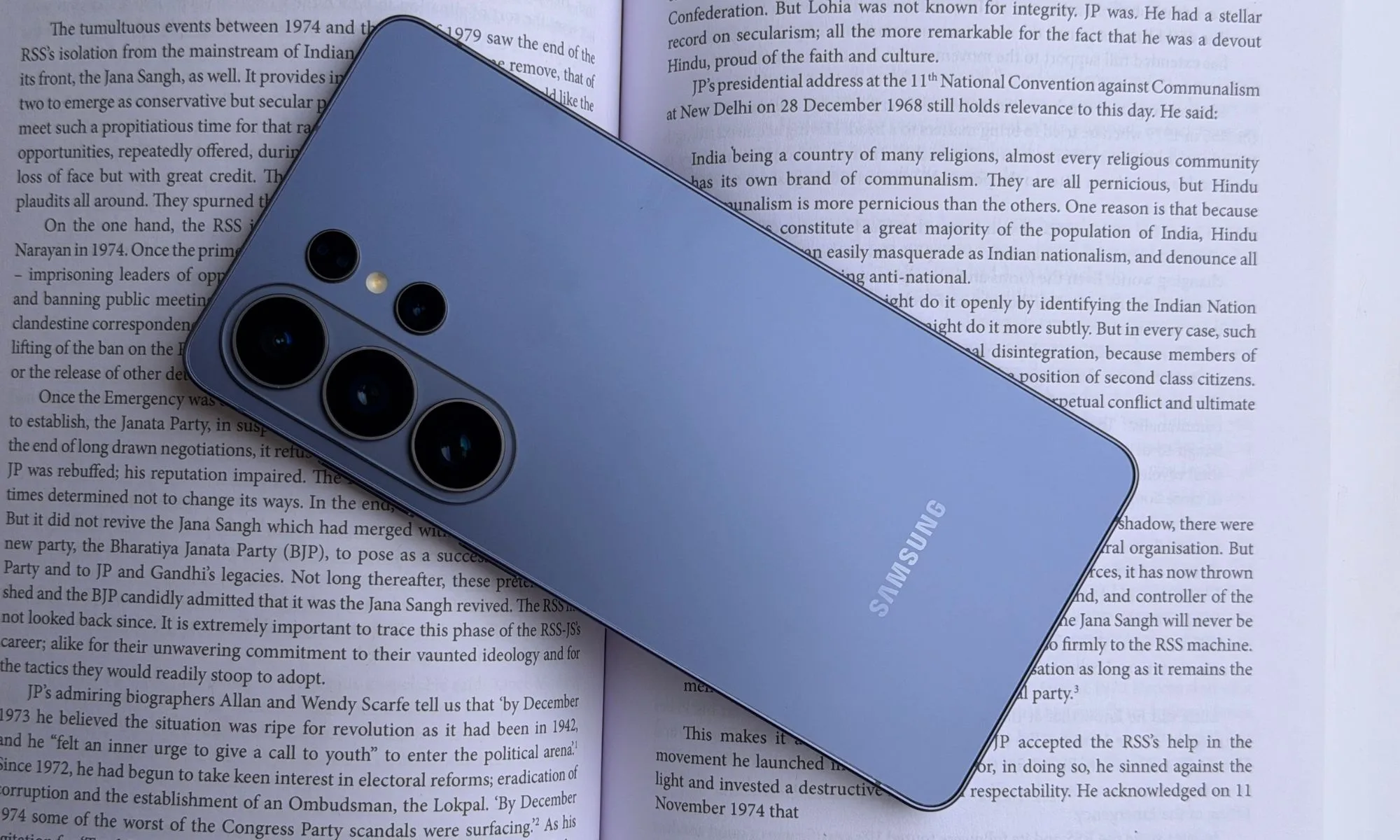 Samsung Galaxy S26 Ultra smartphone in blue color.