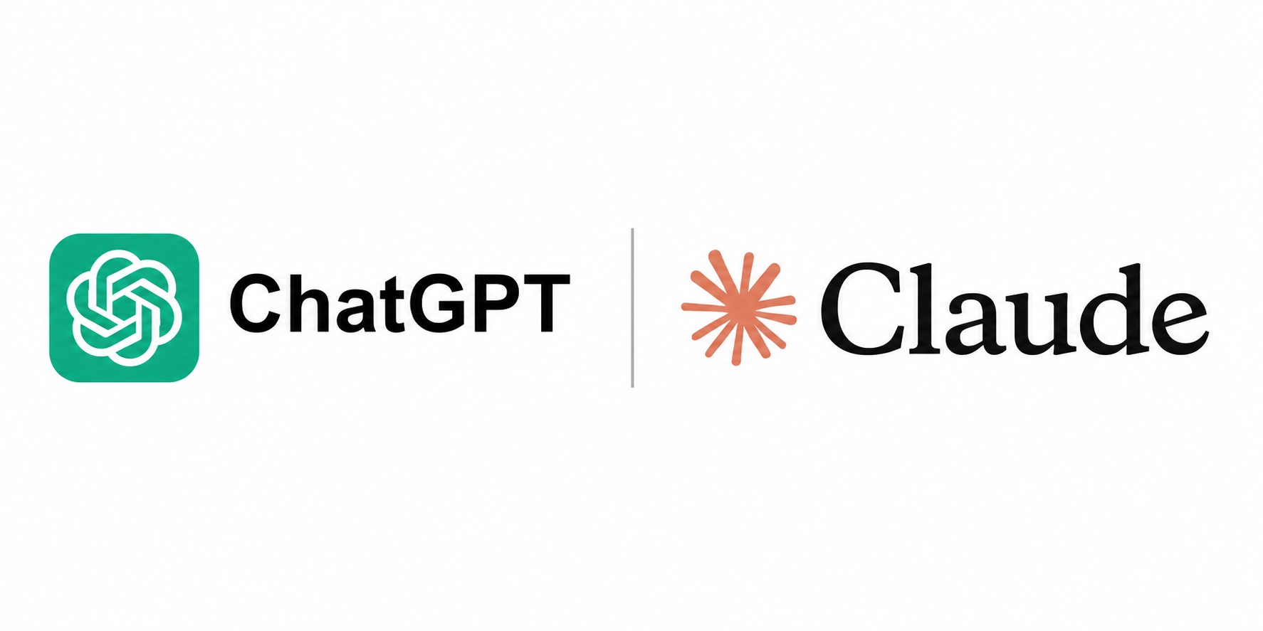 Logos de ChatGPT et Claude côte à côte, séparés par une ligne verticale.