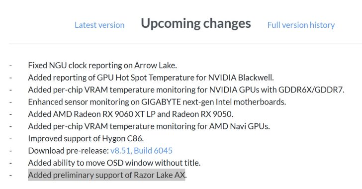 Une liste de modifications à venir incluant la prise en charge des AMD Radeon RX 9060 XT LP et du rapport de température pour les GPU NVIDIA Blackwell.