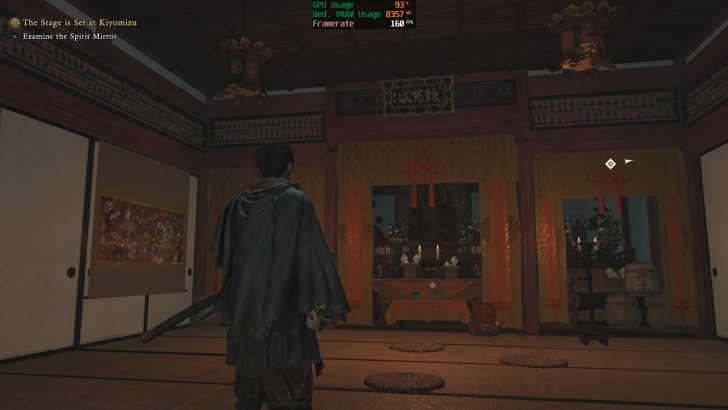Scène intérieure d'Onimusha sans mod, montrant l'éclairage plat d'origine.