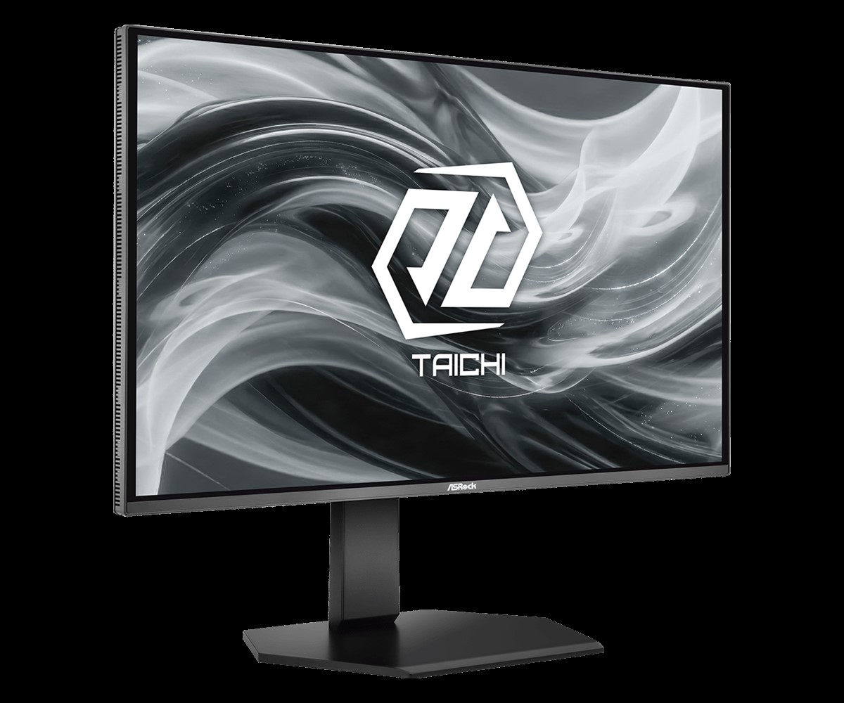 Un écran ASRock affichant le logo 'TAICHI' sur son écran.