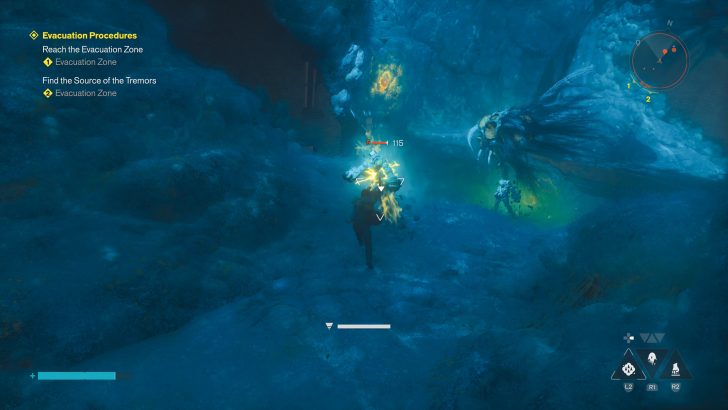 Screenshot de gameplay montrant une attaque rapide contre un ennemi.
