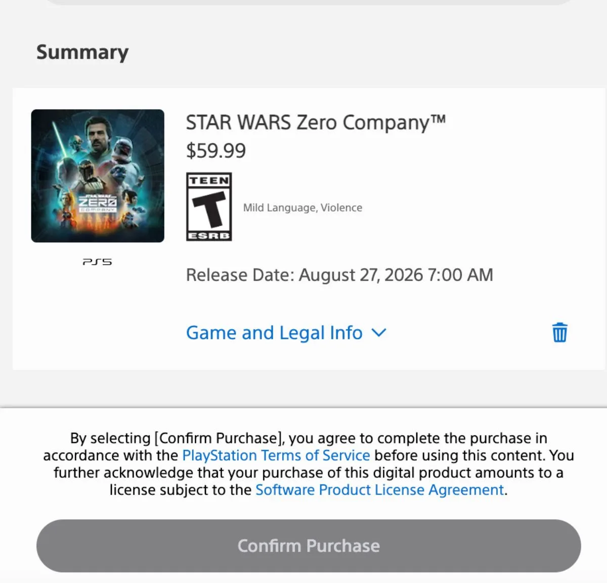 Capture d'écran du processus de paiement sur le PlayStation Store