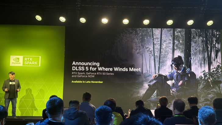 Un slide de présentation NVIDIA annonce 'DLSS 5 pour Where Winds Meet'.