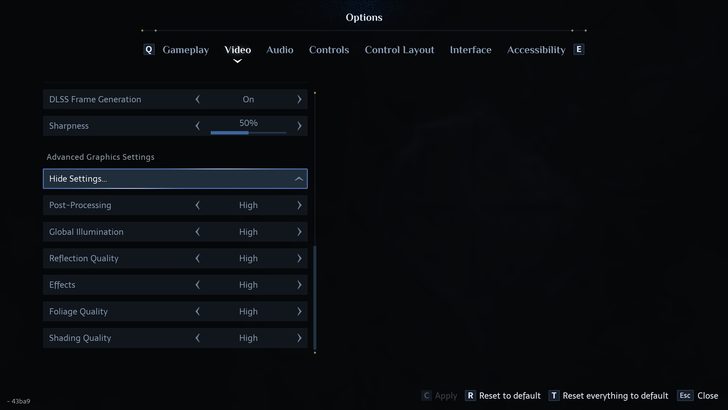 Le menu des paramètres vidéo d'un jeu, partie 3.