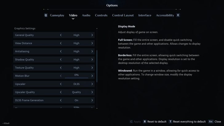 Le menu des paramètres vidéo d'un jeu, partie 2.