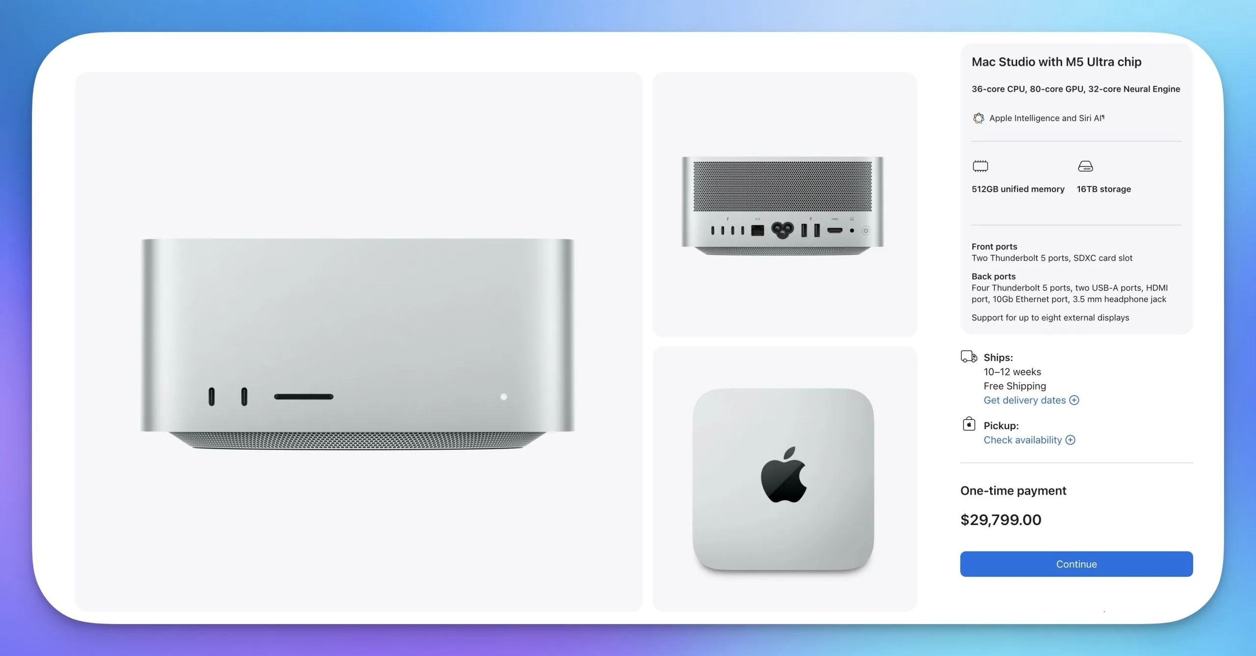 M5 Ultra Mac Studio full spec price