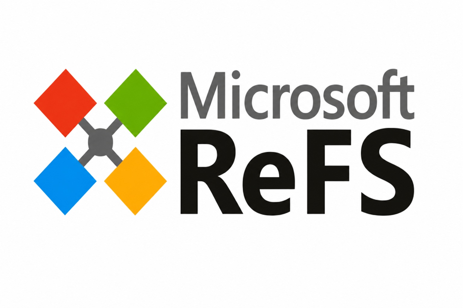 Le logo de Microsoft ReFS avec quatre diamants de couleur arrangés en forme de X.